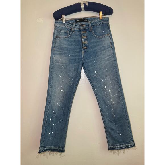 Veronica Beard Ines Paint Splatter 10.75" Cropped Girlfriend Jeans Size 26 - Picture 8 of 8